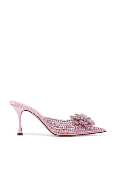 CARRIE ROSE FLOWER PVC MULES 85MM:Pink :35.5